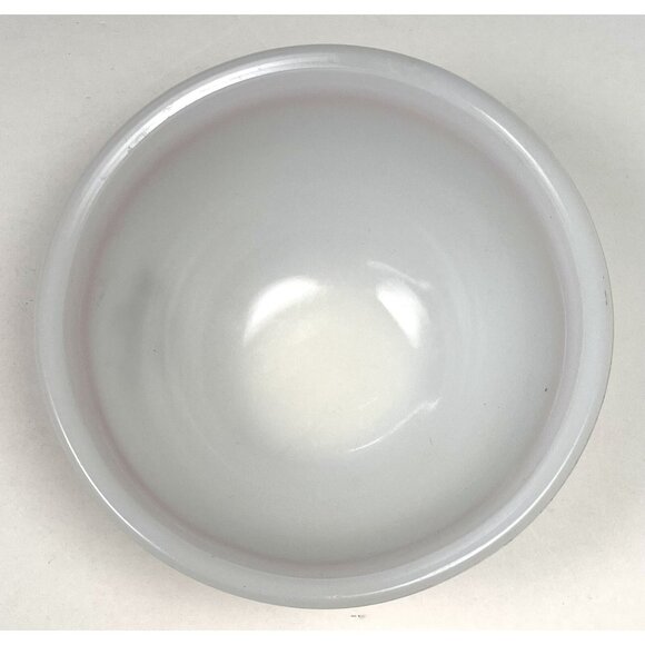 VTG 7" White Opalescent Milk Glass Mixing Bowl Red Rim & Flower (Faded) - Picture 4 of 6
